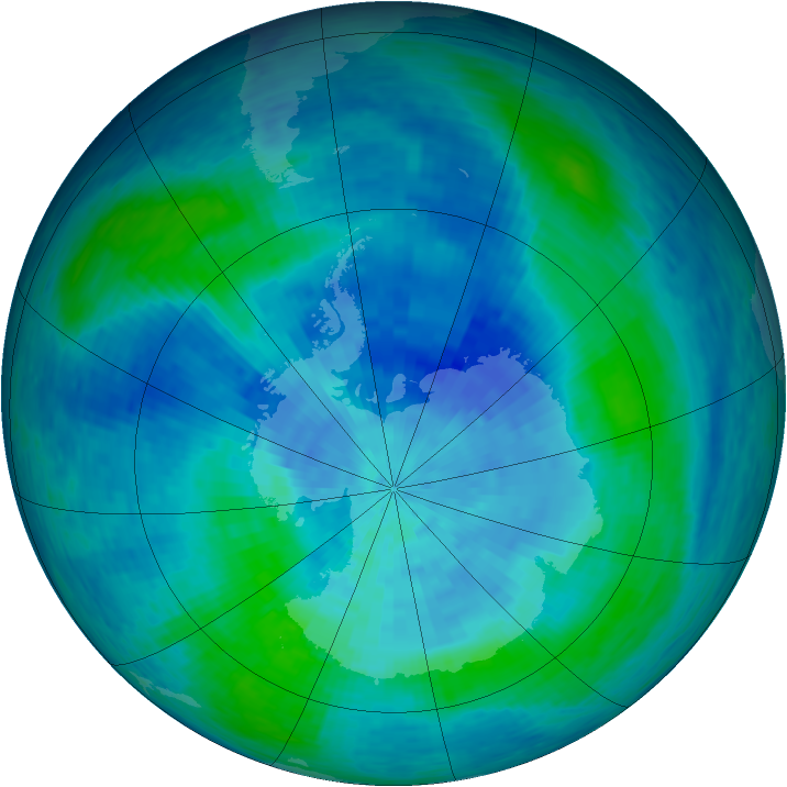 Antarctic ozone map for 06 March 1994